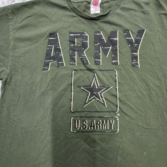 US Army Logo Men's Green T-shirt Size 2XL Bayside Tag Made iN USA - Picture 2 of 10